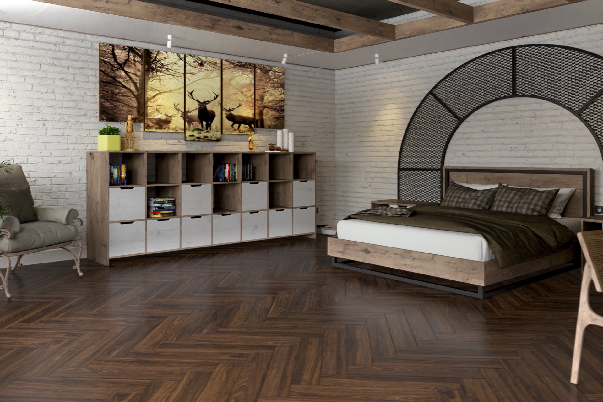 Инженерный паркет «Damy Floor» Каштановый (укладка елочкой) — купить в Каменске-Уральском